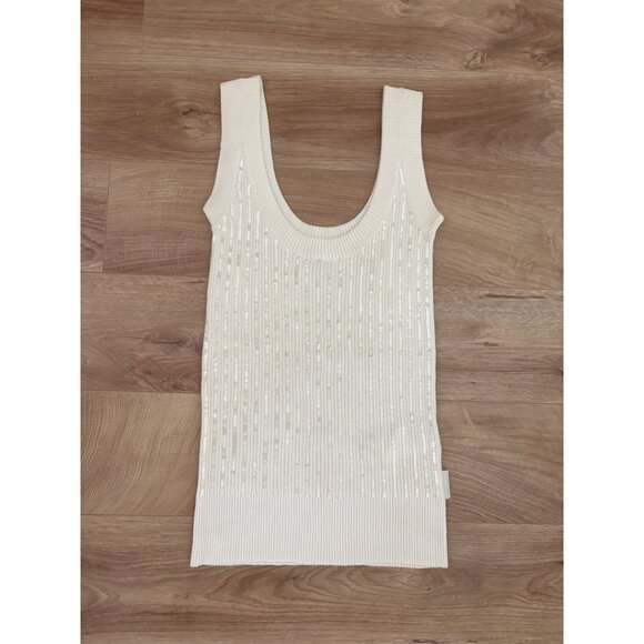 NWOT Dolce & Gabbana White Scoop Neck Tank with White Sequins - Picture 1 of 4